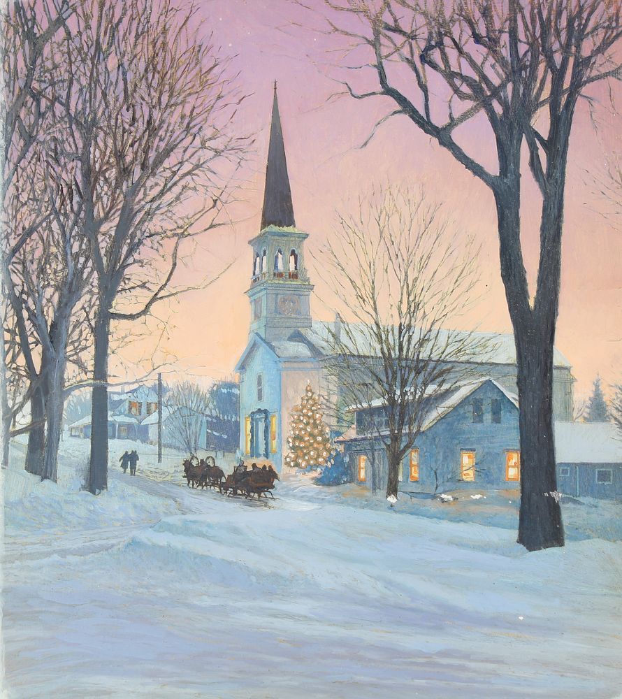 Appraisal: Jim Butcher B Church in the Winter Oil Jim Butcher