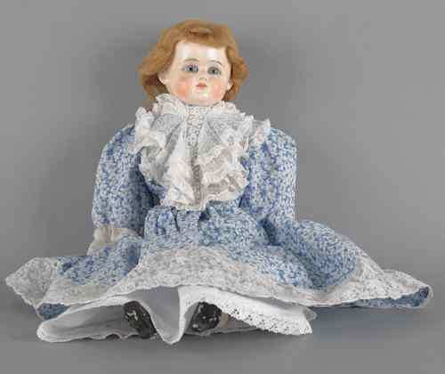 Appraisal: Large composition molded hair doll th c h together with