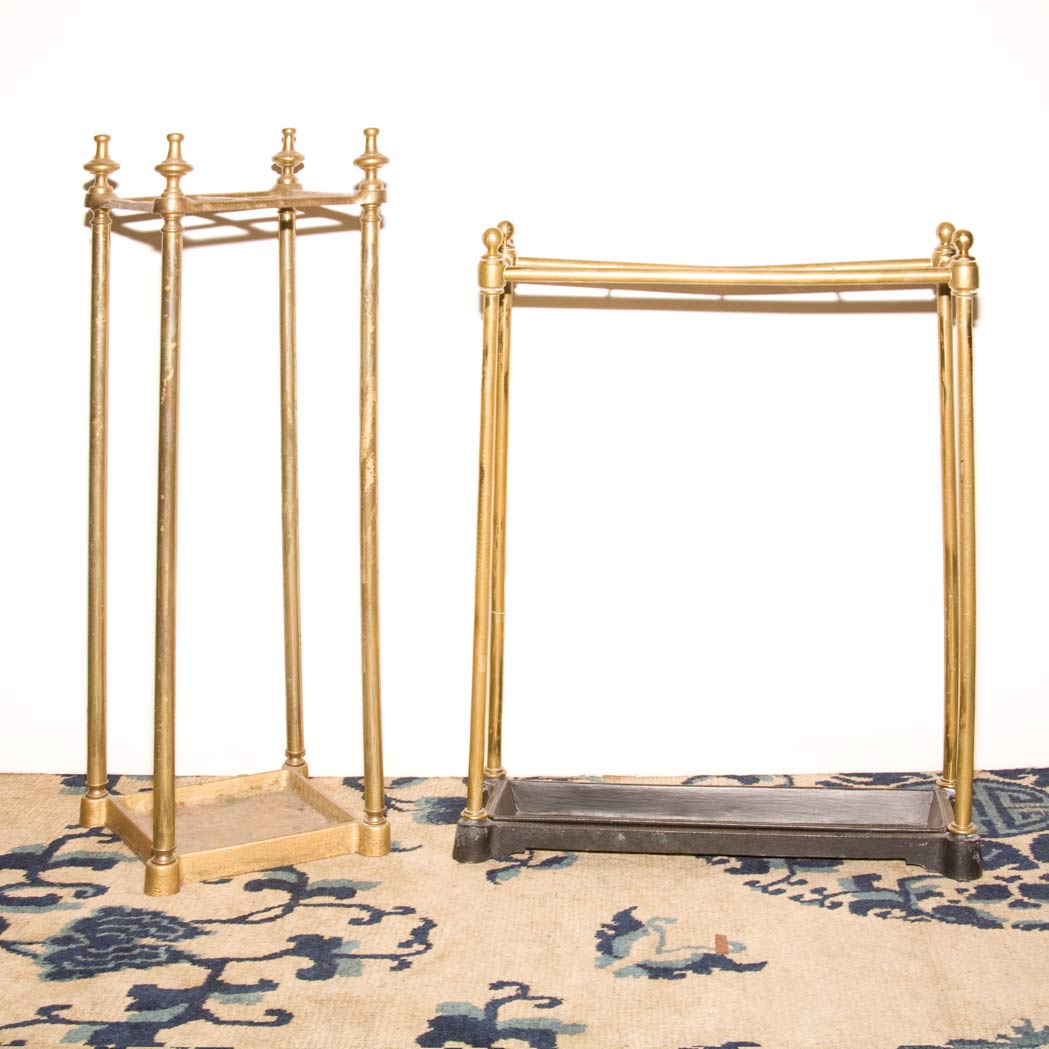 Appraisal: Two Brass Umbrella Stands