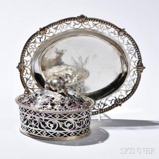 Appraisal: George III Silver Butter Dish Cover and Stand London -