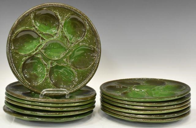 Appraisal: lot of French majolica oyster service St Clement th c