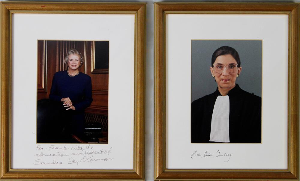 Appraisal: TWO SIGNED PHOTOGRAPHS SUPREME COURTJUSTICE GINSBURG AND JUSTICE O'CONNOR Photographs