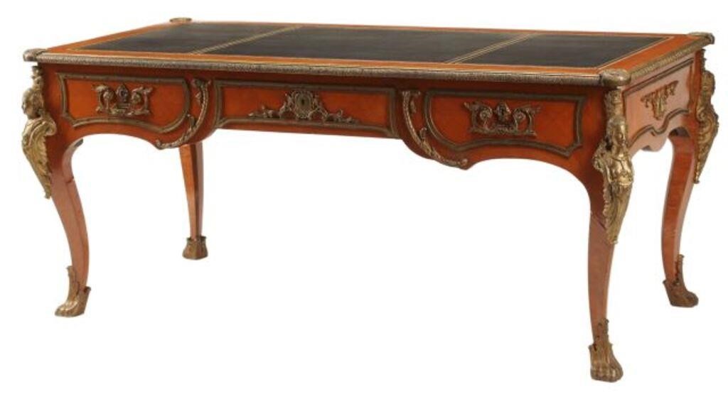 Appraisal: Louis XV style bronze dore mounted writing desk approx h