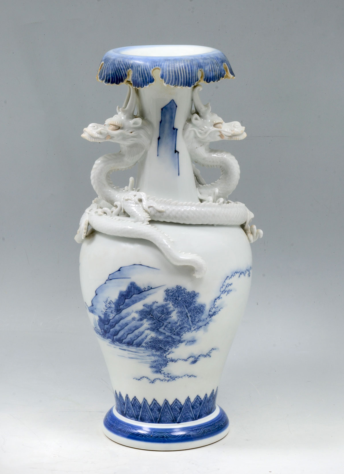 Appraisal: CHINESE BLUE WHITE IMPERIAL DRAGON VASE Blue White vase having