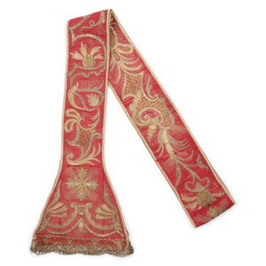 Appraisal: An Ecclesiastic Metal Thread-Embroidered Sash Length inches