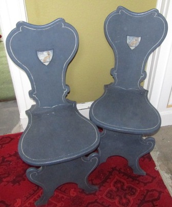 Appraisal: A pair of hall chairs in George III style each