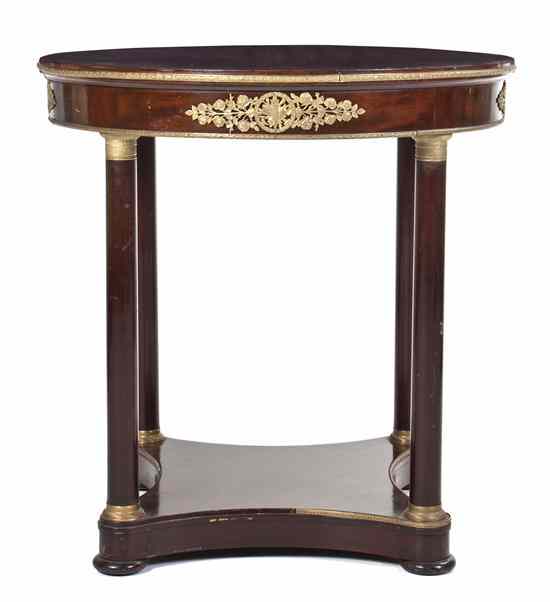 Appraisal: An Empire Style Gilt Metal Mounted Mahogany Gueridon with a