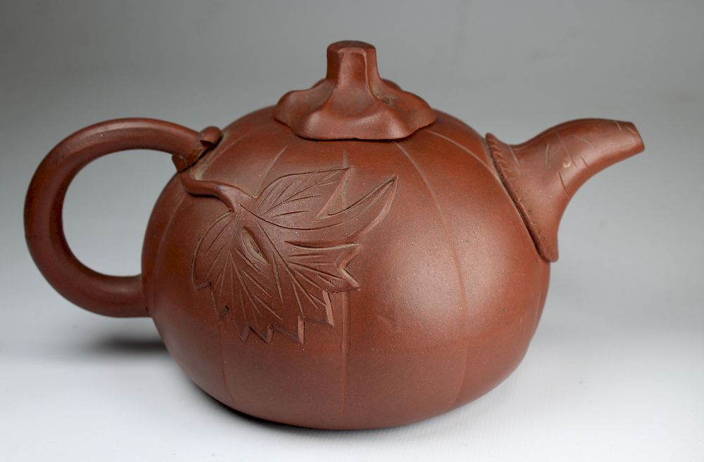 Appraisal: Signed Chinese Zisha Clay Teapot Signed Chinese Zisha Clay Teapot