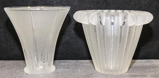 Appraisal: Sale Lot Two Lalique Molded and Frosted Glass Vases Height