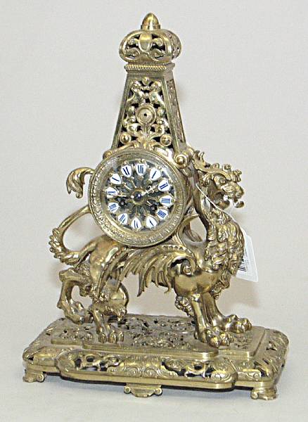 Appraisal: A French Chinoiserie cast brass mantel clock late th century