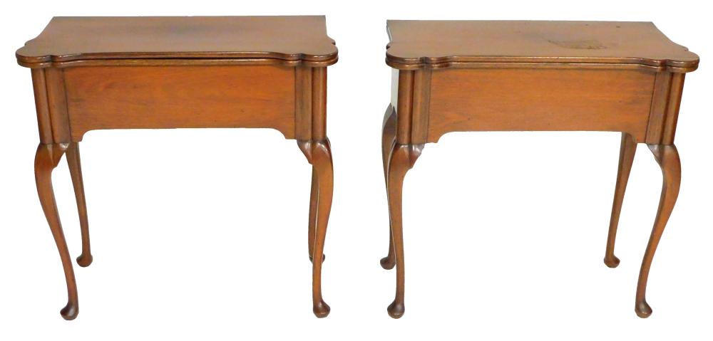 Appraisal: Pair of Queen Anne form side game tables with shaped