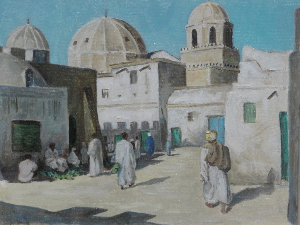 Appraisal: L H GARIA Oil on board 'Oasis Algiers' signed