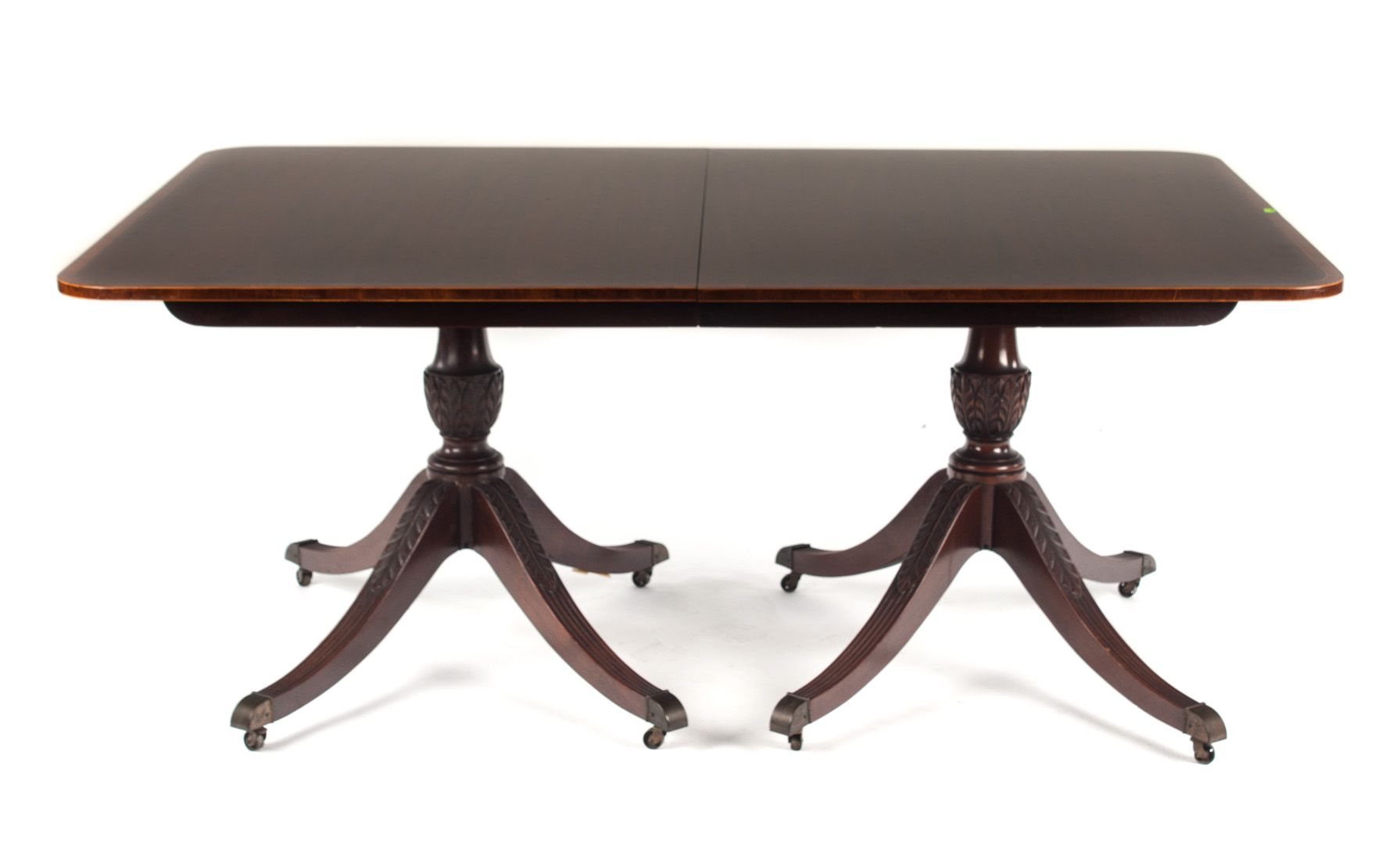 Appraisal: George III style banded mahogany dining table th century double