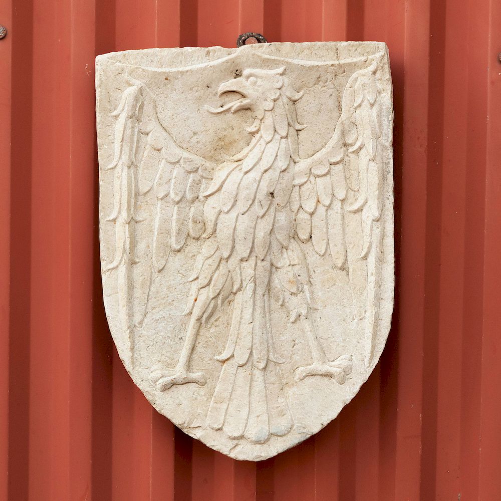 Appraisal: Continental Carved Marble Plaque Centered by an Eagle in high