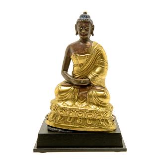 Appraisal: A Repousse Gilt Bronze Figure of Buddha Mongolian Zanabazar School