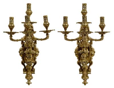 Appraisal: Pair brass Louis XVI style sconces each with four candle