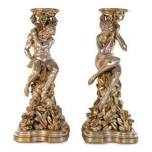 Appraisal: A Pair of Monumental Italian Baroque Style Gilt and Silvered