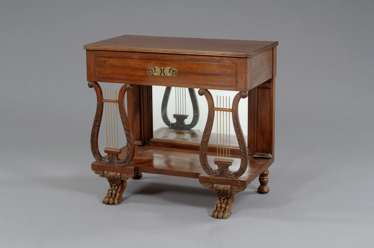 Appraisal: AMERICAN CLASSICAL MAHOGANY LYRE BASE SERVER PROBABLY BALTIMORE The rectangular