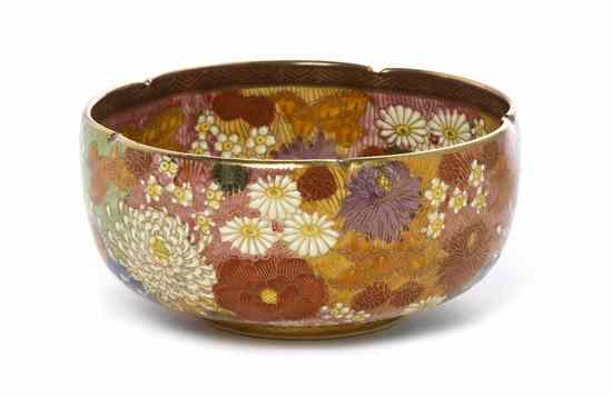 Appraisal: A Japanese Satsuma Bowl of lobed form having allover polychrome