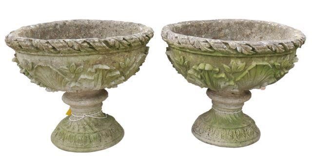 Appraisal: pair Cast stone garden planters thc each with shell and