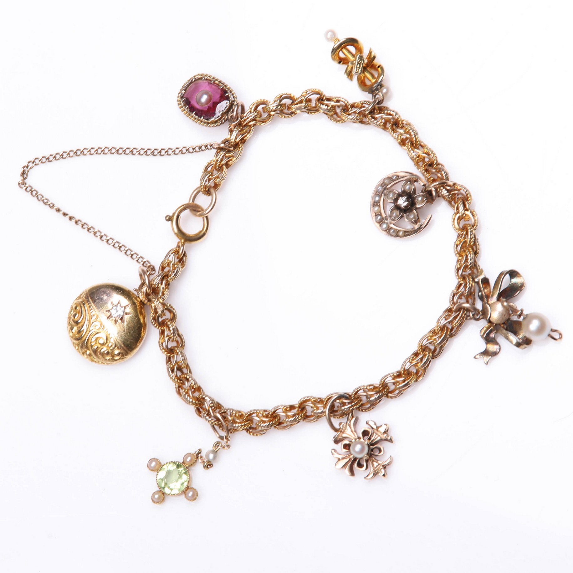 Appraisal: K bracelet with victorian charms to include K fancy link