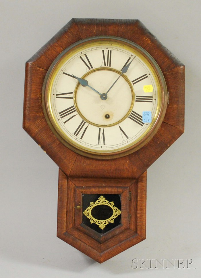 Appraisal: Ansonia Drop Octagon Wall Clock with paper on zinc dial