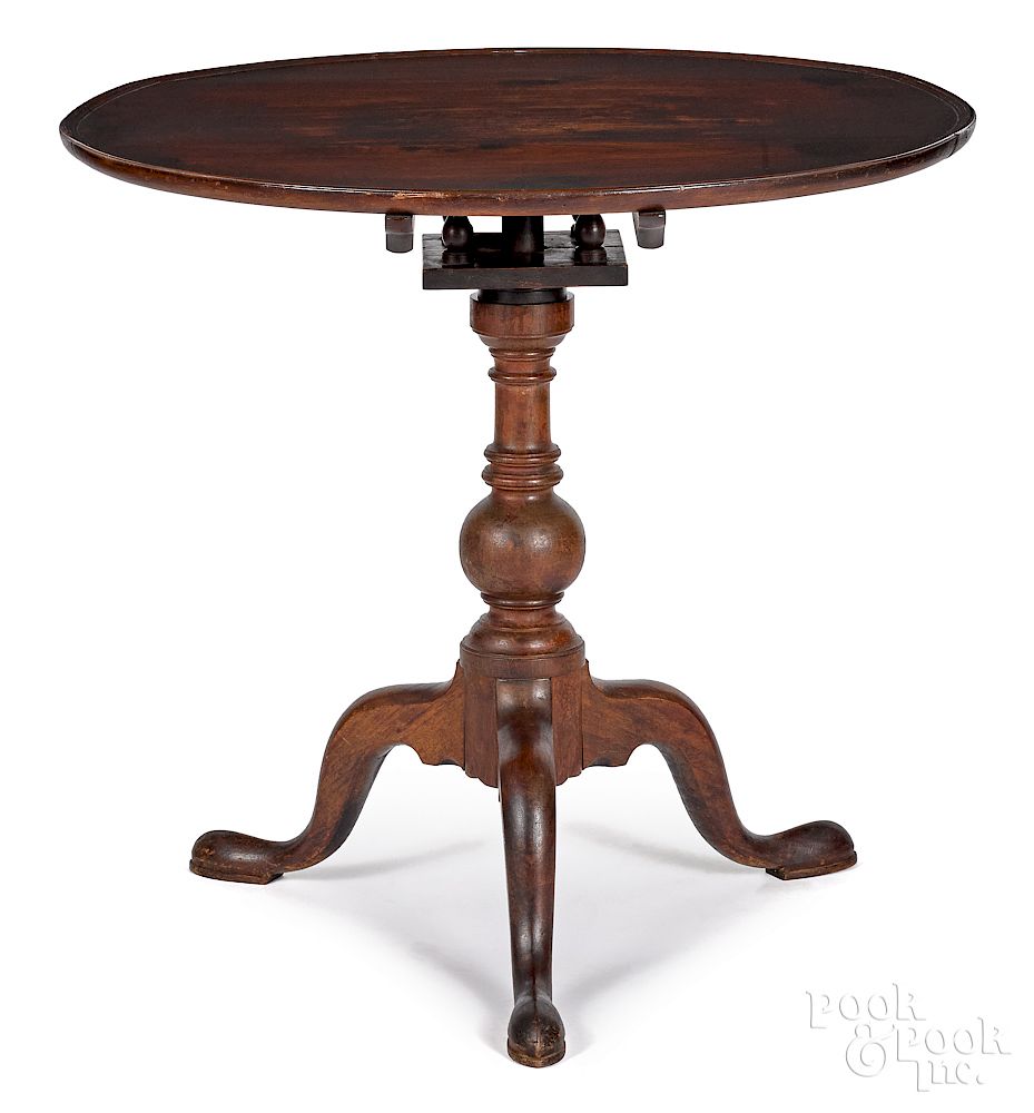 Appraisal: Pennsylvania Queen Anne walnut tea table Lancaster County Pennsylvania Queen