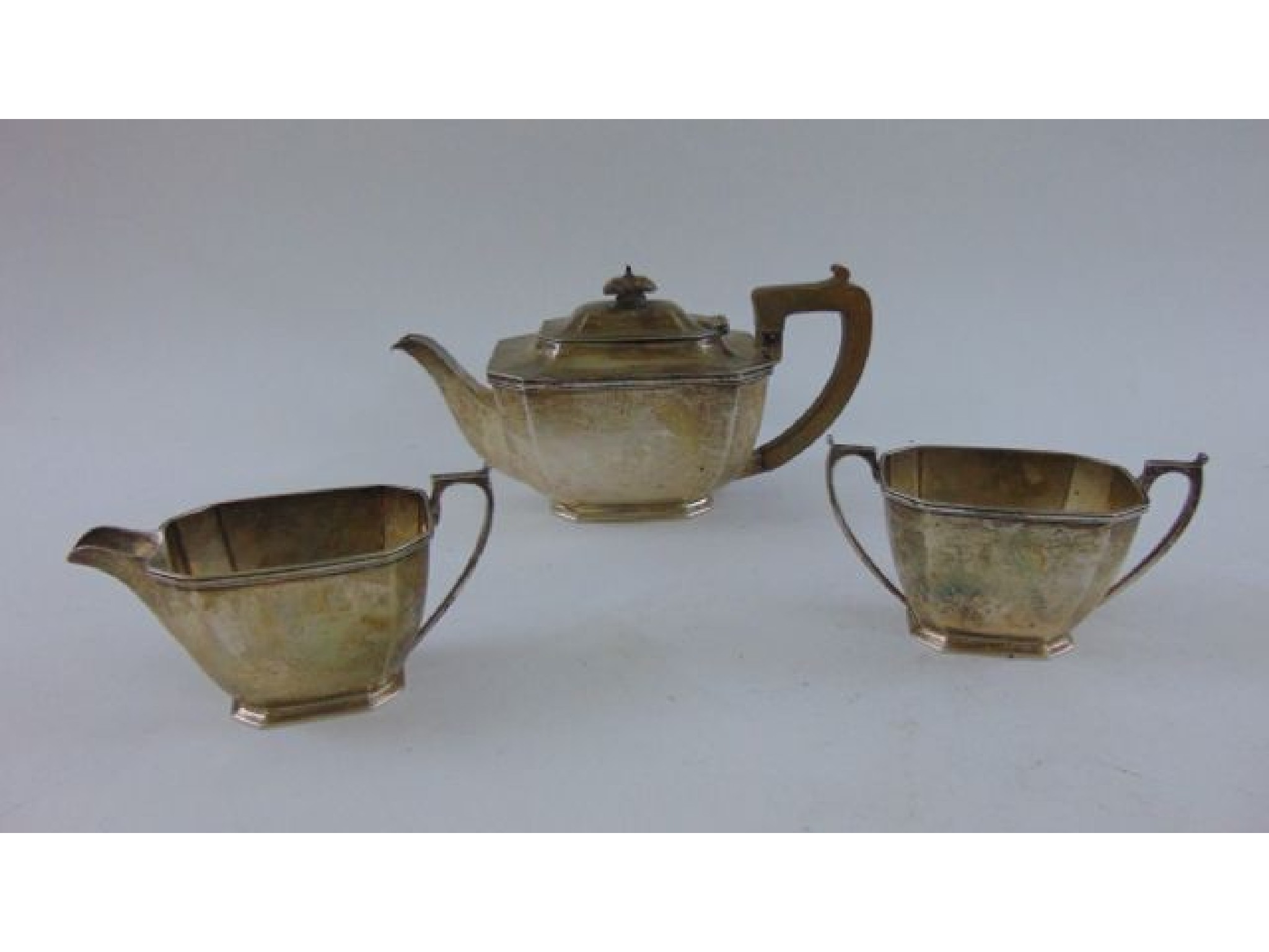 Appraisal: A three piece silver tea set in the Art Deco