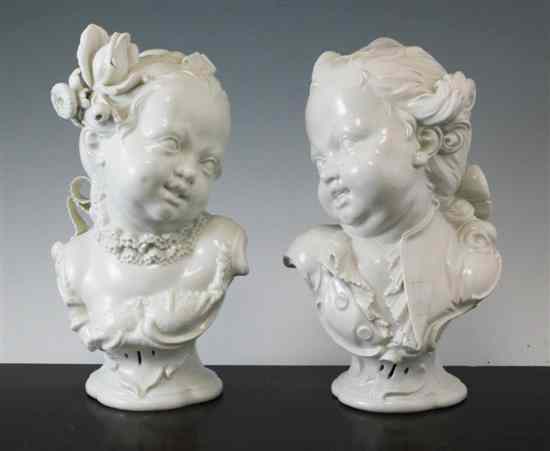 Appraisal: A pair of Nymphenburg porcelain busts of children early th