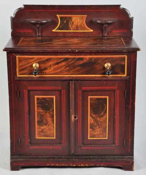 Appraisal: Wooden Victorian Wash Stand Nicely accented with painted panels Back