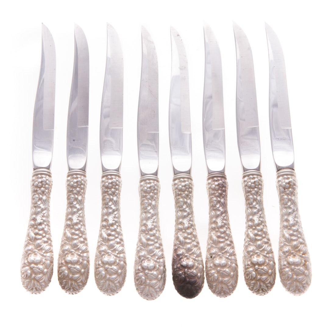 Appraisal: Set of Stieff Rose sterling steak knives with stainless blades