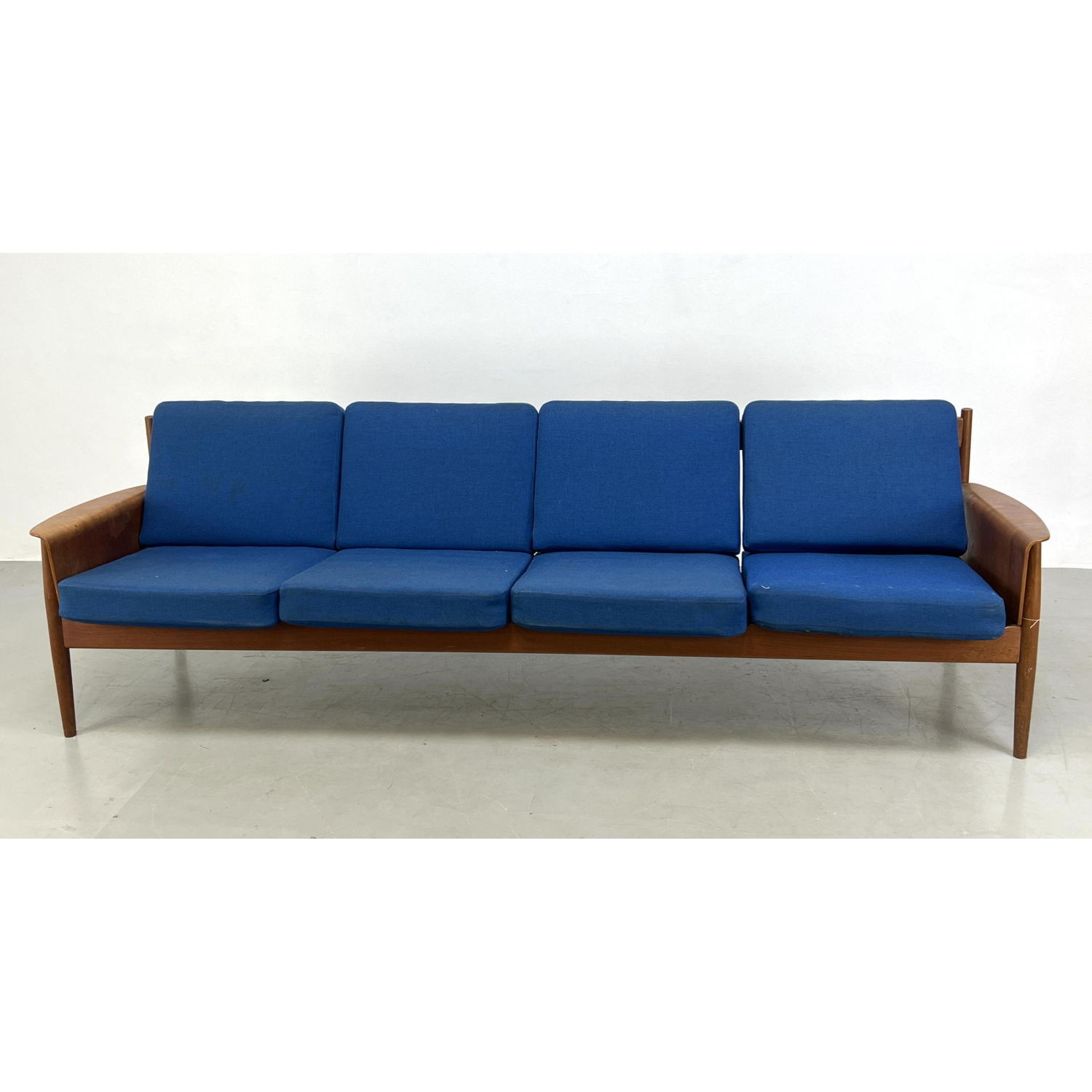 Appraisal: Greta Jalk Danish Modern Long Modernist Sofa Teak lumbar support