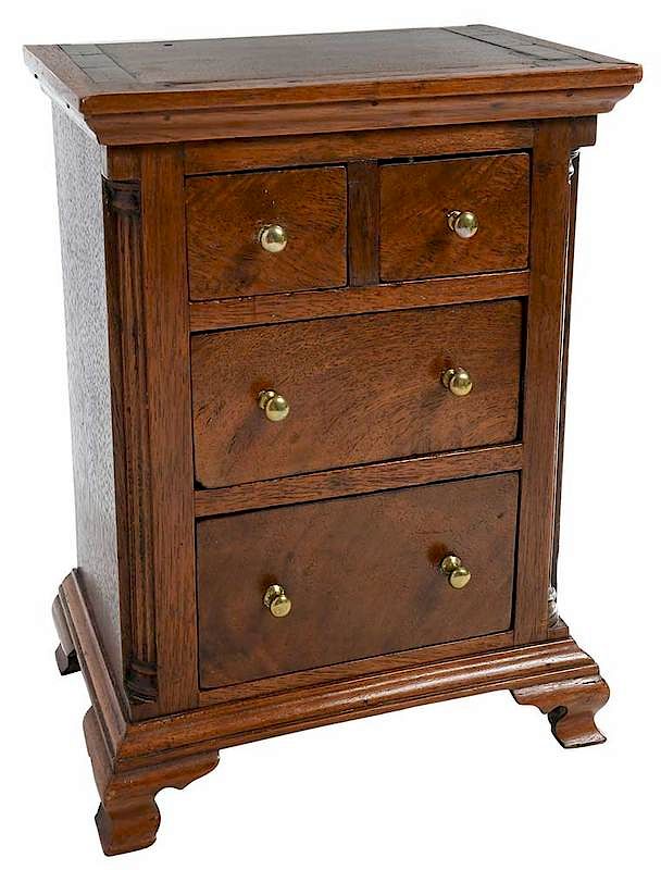 Appraisal: American Chippendale Miniature Chest Pennsylvania th century figured walnut with