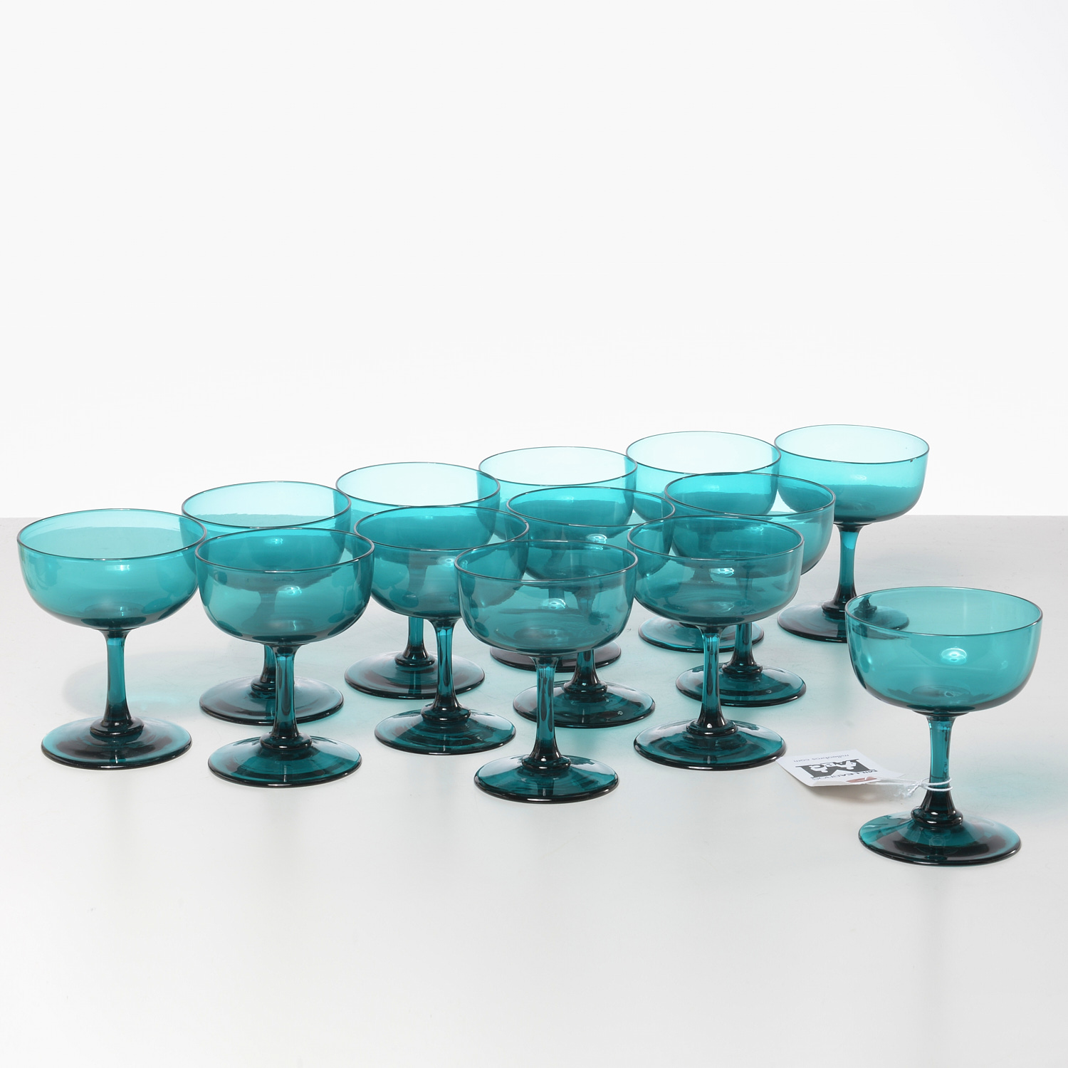 Appraisal: SET ITALIAN MID-CENTURY HAND-BLOWN STEMWARE th c delicate aqua glass