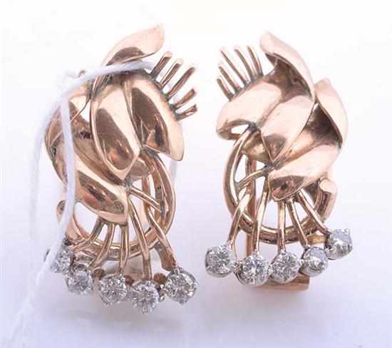 Appraisal: A PAIR OF DIAMOND LAPEL DRESS CLIPS Of Retro design