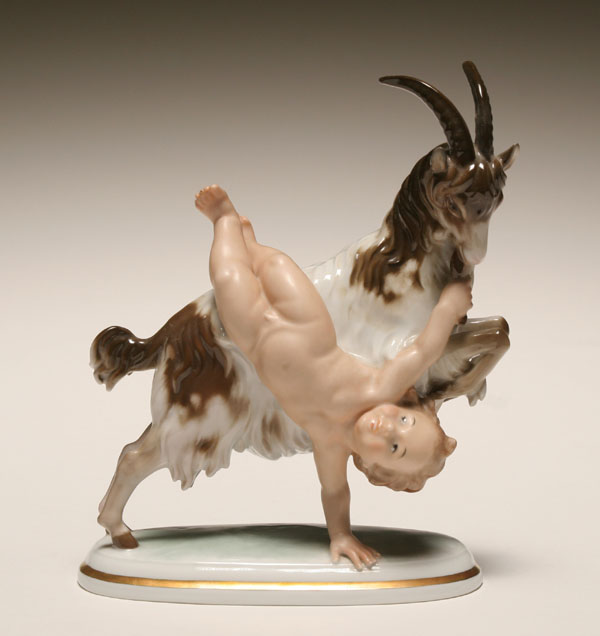 Appraisal: Rosenthal German porcelain figure of goat and child ebullient baby