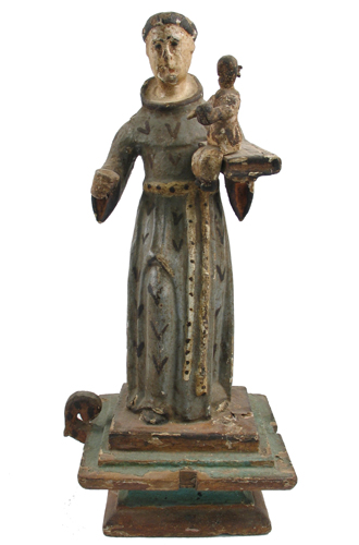 Appraisal: A SPANISH PORTUGUESE HAND CARVED WOODEN SANTOS depicting St Francis