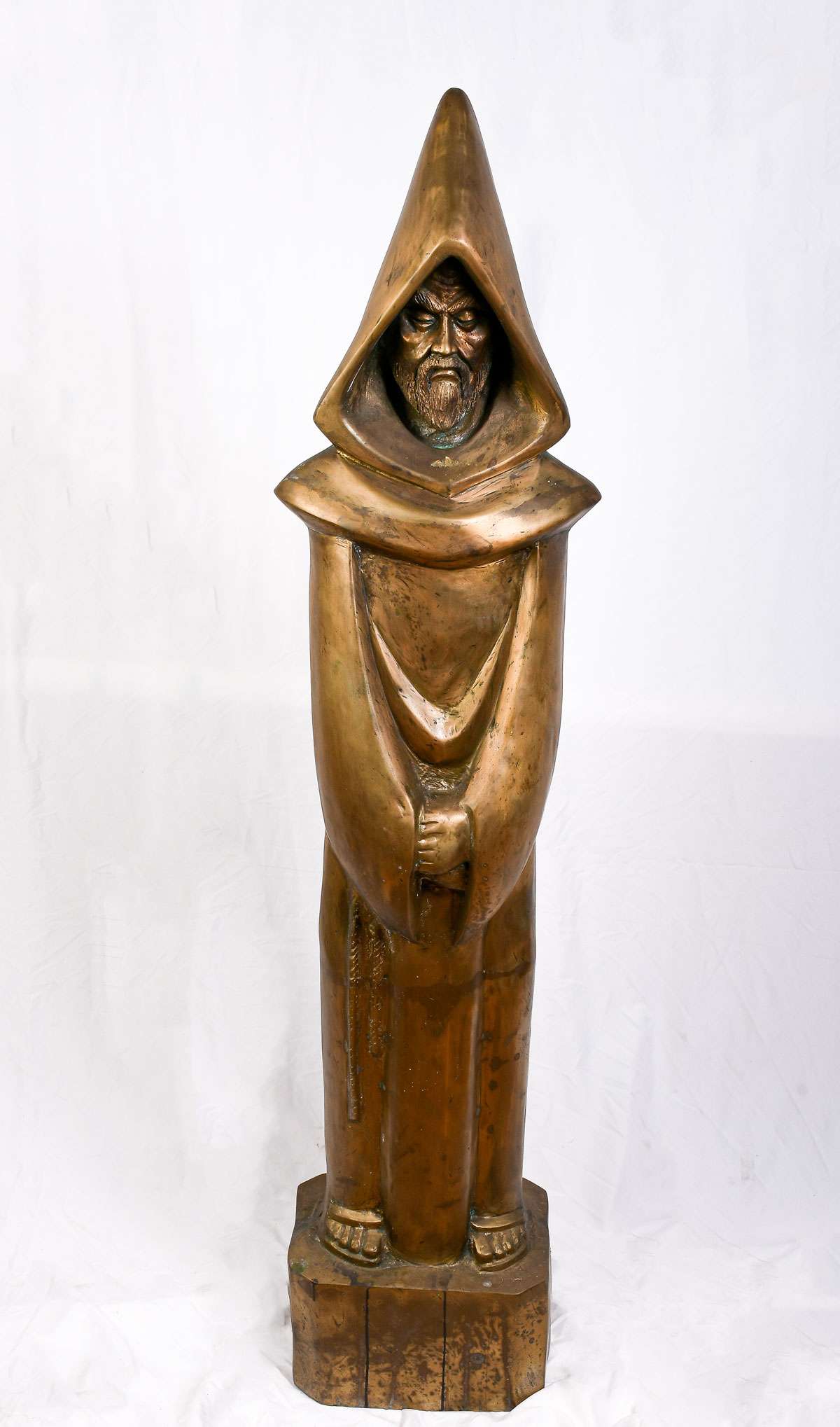 Appraisal: LARGE BRASS DRUID SCULPTURE Large fabricated brass sculpture of a