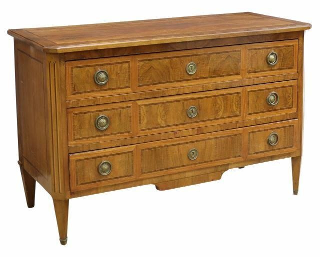 Appraisal: French Louis XVI style mahogany commode th c having contrasting