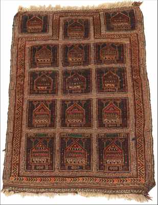 Appraisal: An Antique Tribal Prayer Rug Hand knotted garden panel prayer