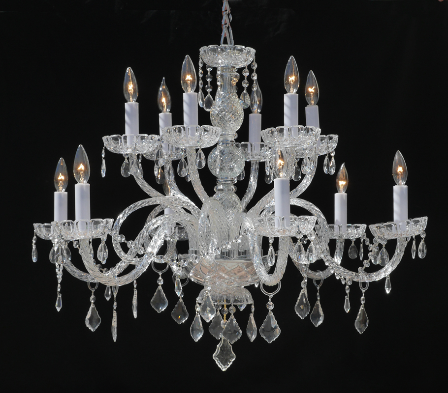 Appraisal: TIER LIGHT CRYSTAL CHANDELIER Contemporary light chandelier with crystal prisms