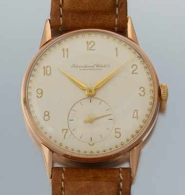 Appraisal: An IWC Schaffhausen k Gold Gentleman's Wrist Watch k rose