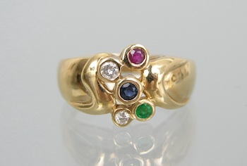 Appraisal: A Ladies' Diamond and Gemstone Ring k yellow gold ring