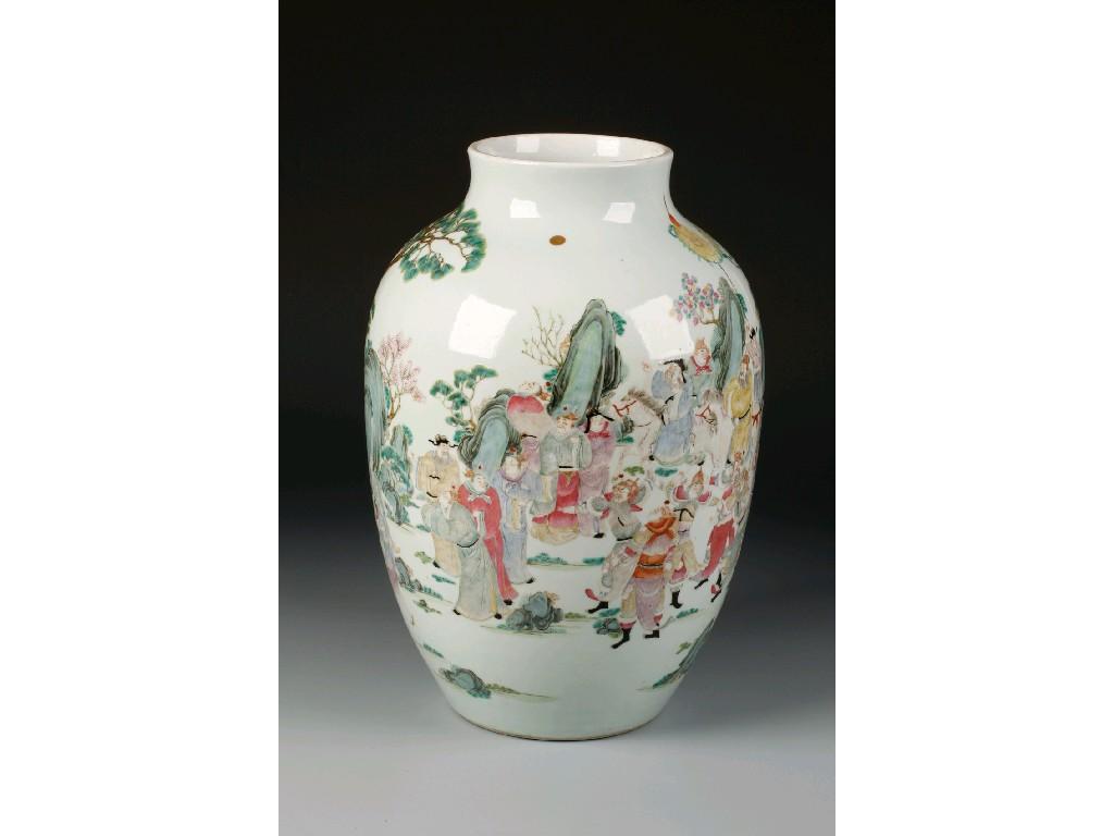 Appraisal: A CHINESE FAMILLE ROSE VASE with an ovoid body enamelled