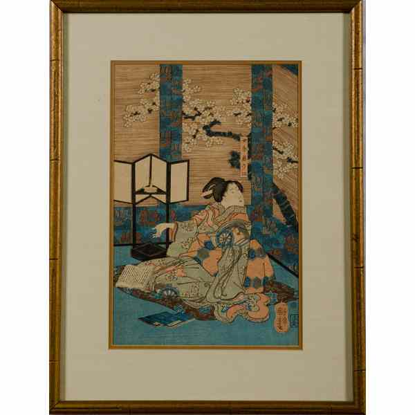 Appraisal: Japanese Woodblock Print Colored woodblock with artist's seal and title