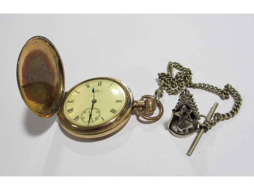 Appraisal: Rolled gold Waltham pocket watch with white metal watch chain