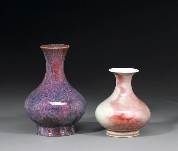 Appraisal: Two glazed porcelain bottle vases th Century Each of yuhuchun