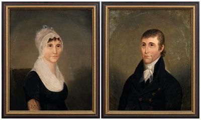 Appraisal: Pair American folk art portraits said to be Mr and