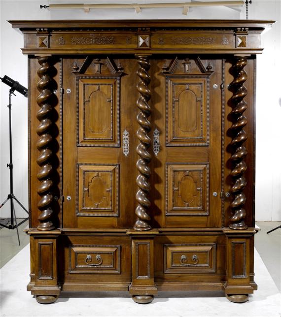 Appraisal: A CUPBOARD Baroque probably Switzerland dated Walnut x x cm