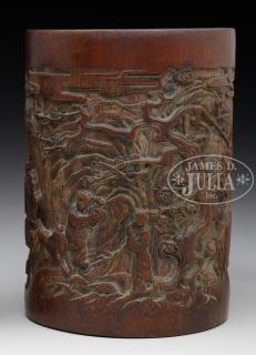 Appraisal: CARVED BAMBOO BRUSH POT China th century The brush pot